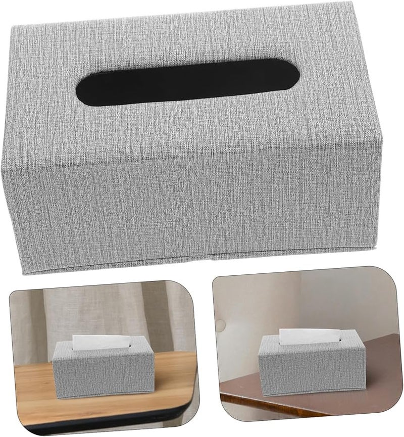 غطاء صندوق المناديل من الجلد البولي يوريثان الأسود حامل ورق التواليت الحديث للحمام - Image 3